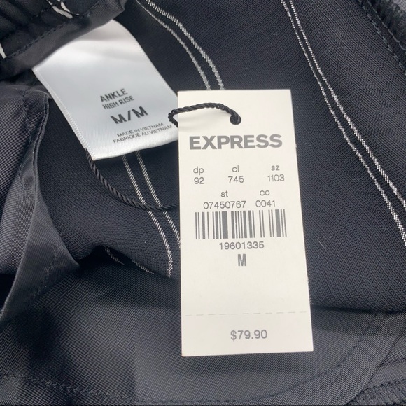 NWT Express High Waisted Striped Ruffle Ankle Pant - Picture 3 of 7